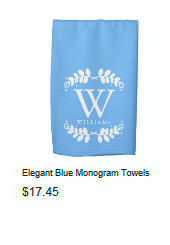 Elegant Blue Monogram Towels 