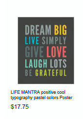 LIFE MANTRA positive cool typography pastel colors Poster 