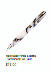 Marbleized White & Black Promotional Ball Point 