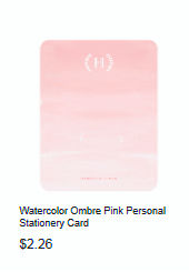 Watercolor Ombre Pink Personal Stationery Card 