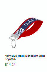 Navy Blue Trellis Monogram Wrist Keychain
