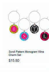 Scroll Pattern Monogram Wine Charm Set 