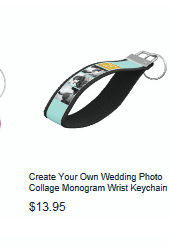 Create Your Own Wedding Photo Collage Monogram Wrist Keychain 