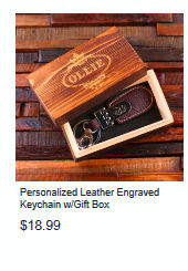 Personalized Leather Engraved Keychain w/Gift Box 
