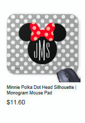 Minnie Polka Dot Head Silhouette | Monogram Mouse Pad 
